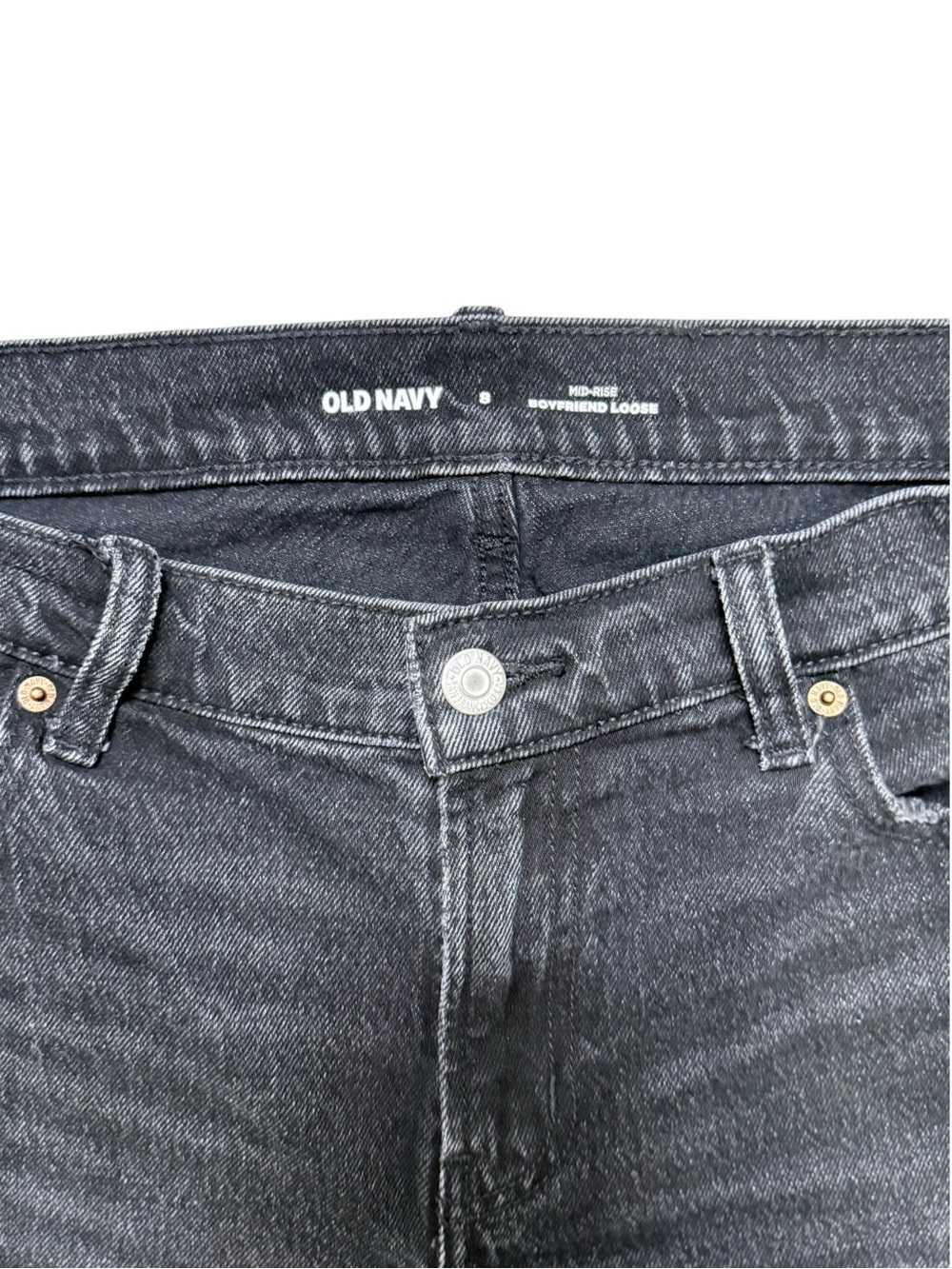 Old Navy Mid Rise Boyfriend Loose Jeans Washed Black Gray Women’s 8 - Picture 7 of 9